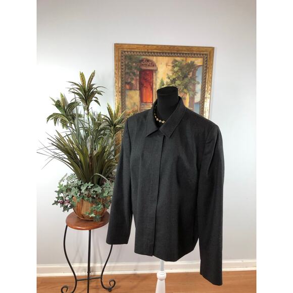 Talbots Women Plus 100% Wool Jacket Gray Pocket Full Zip Closur Clueless Preppy - Picture 3 of 10